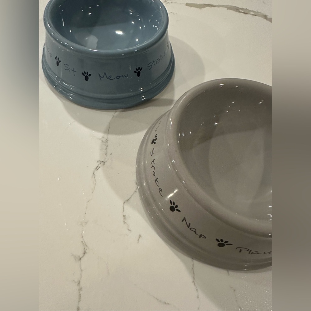 Mason Cash Posh Paws Blue and Gray Ceramic Bowls